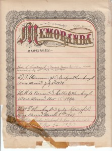 Kimbrough Bible - Memoranda Page