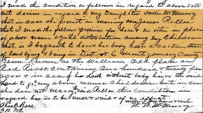 McMurry WW Last will and Testament 1890 crop