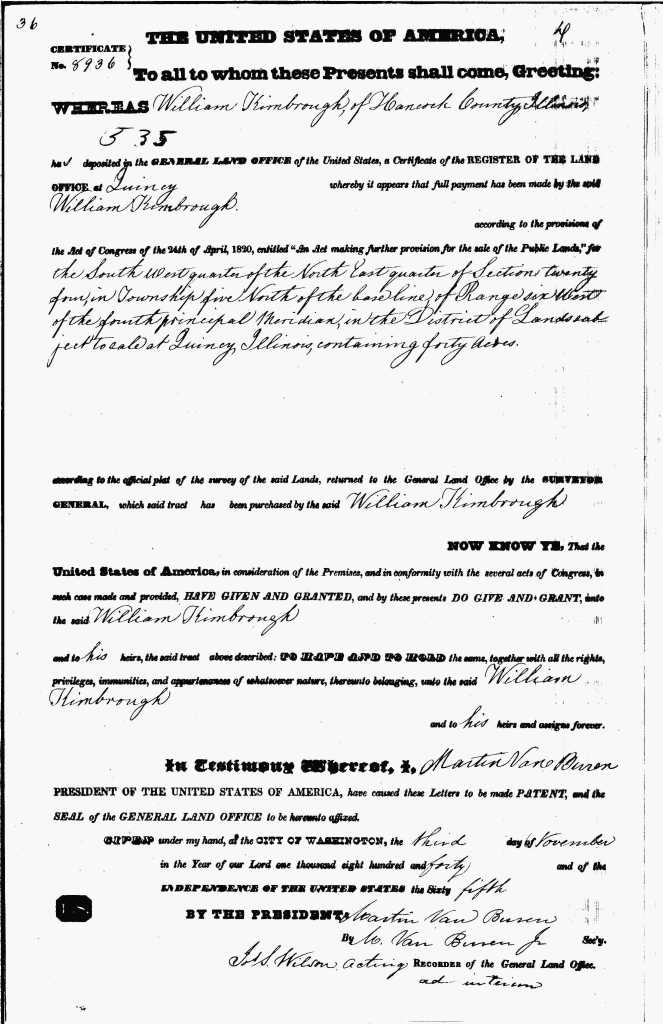 Kimbrough Wm Brother Land record 1840